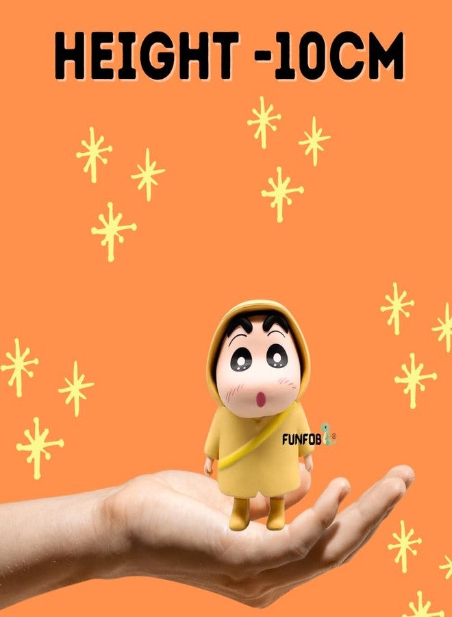 FUNFOB Shinchan Action Figure Toy Size - 10CM Cartoon Figurine for Boys & Girls Shinchan Figurine PVC Multicolour | Shin Rain Yelllow - Image 2